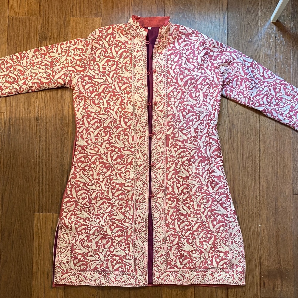 Elegant Pink and Cream Embroidered Jacket